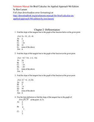 Calculus 9th edition solution manual